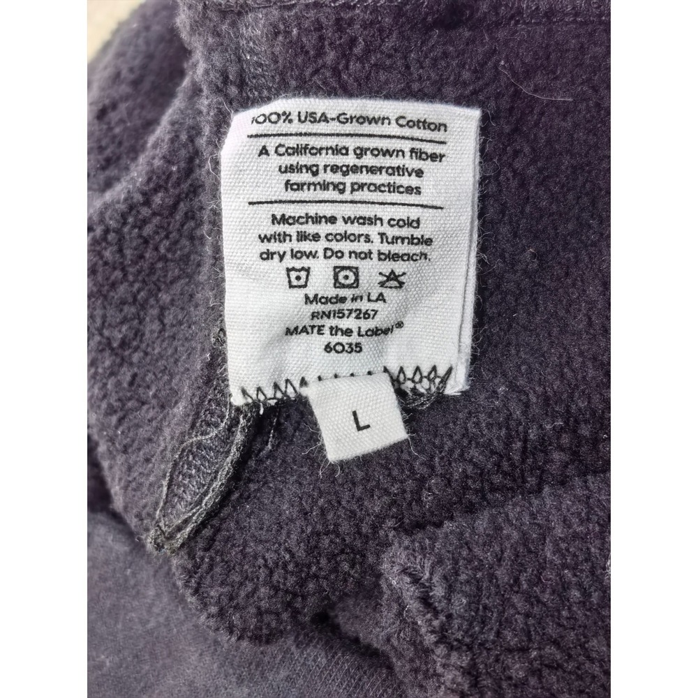 MATE‎ The Label Black Organic Fleece Sweatshirt L Sustainable Quiet Luxury Soft - Picture 7 of 7